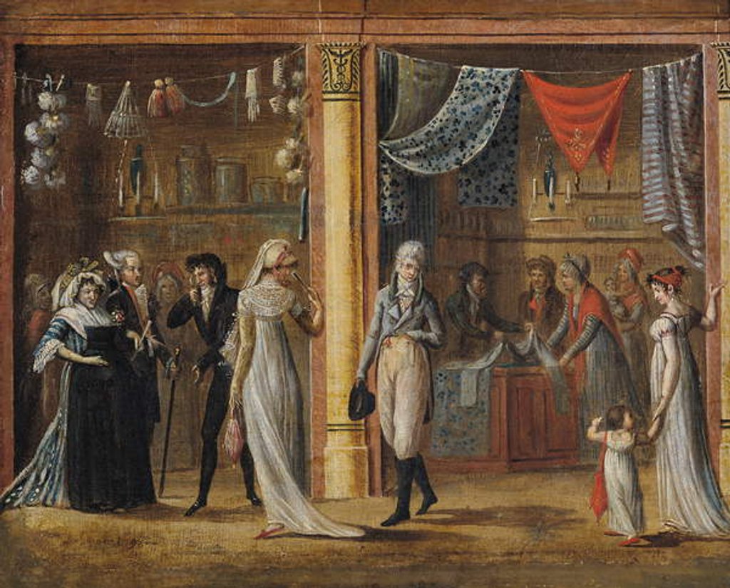 Detail of The Gallery of the Palais Royal, after a painting by Jean Francois Bosio 1798 by Philibert Louis Debucourt