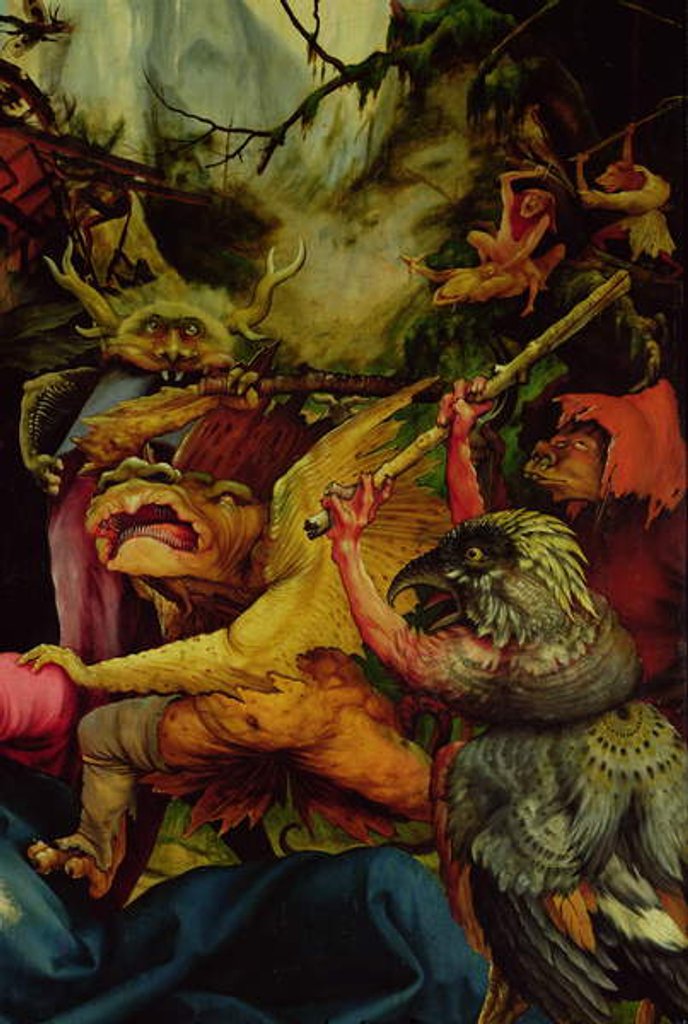 Detail of Demons armed with sticks from the Isenheim Altarpiece, c,1512-16 by Matthias Grunewald