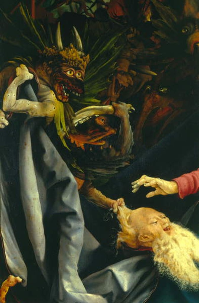 Detail of Demons pulling St. Anthony's hair by Matthias Grunewald
