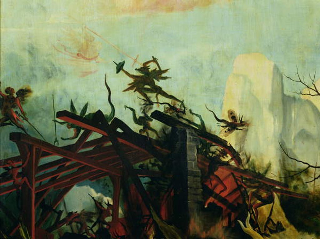 Detail of Angel attacking the devils by Matthias Grunewald