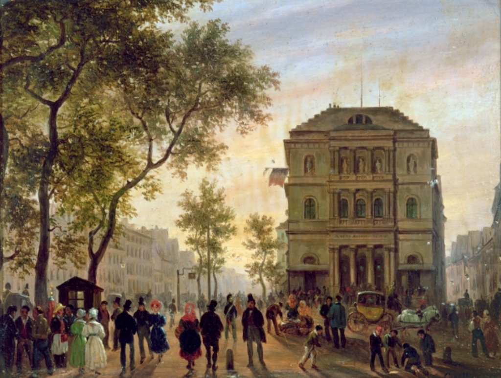 Detail of Boulevard Saint-Martin and the Theatre de l'Ambigu, 1830 by Giuseppe Canella