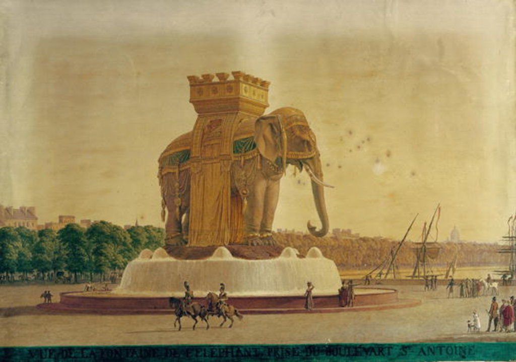 Detail of View of the Elephant Fountain at the Place de la Bastille, c.1805-1810 by Jean Antoine Alavoine