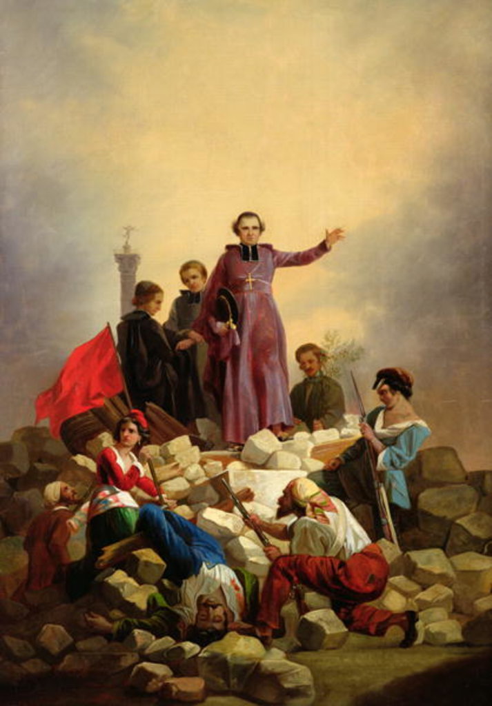 Detail of Archbishop Affre on the Barricades, 1848 by Joseph Felon