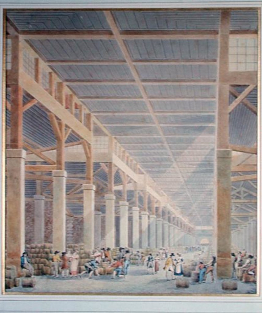 Detail of View of 'La Halle aux Vins', before 1808 by Auguste Hibon