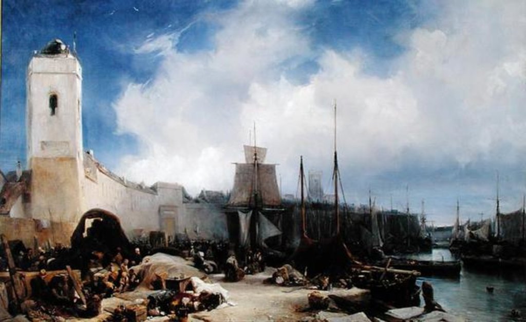 Detail of The Port of Dunkirk, 1831 by Louis Eugene Gabriel Isabey