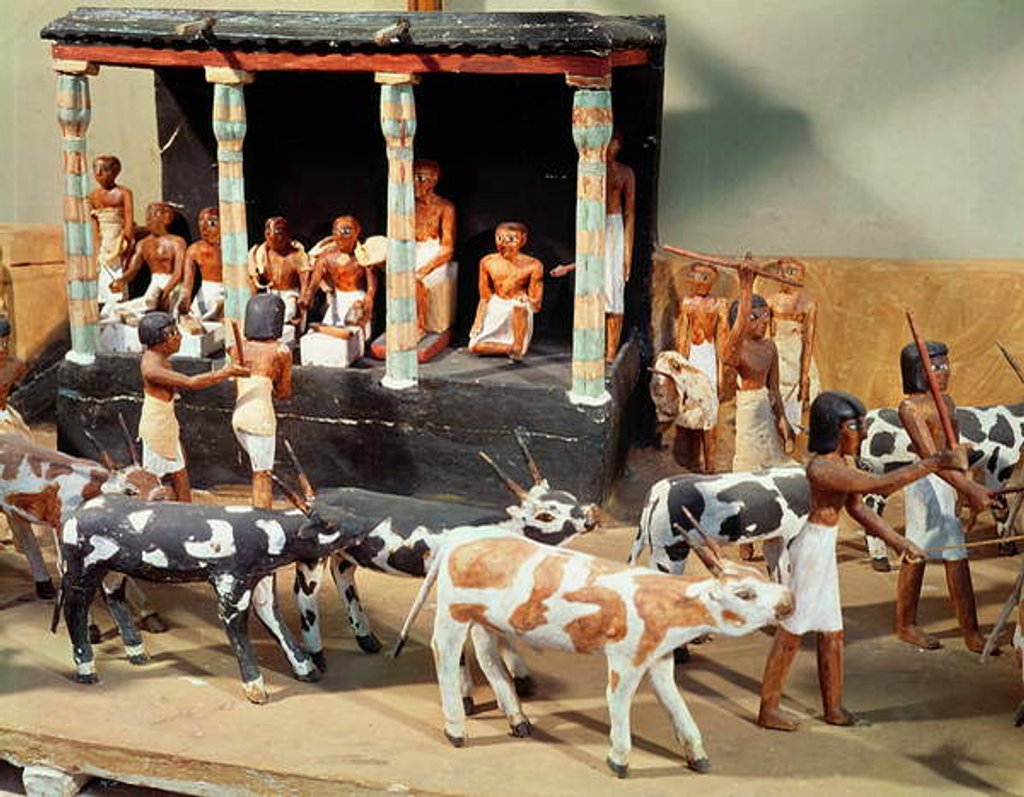 Detail of Funerary model of a census of livestock by Egyptian 6th Dynasty