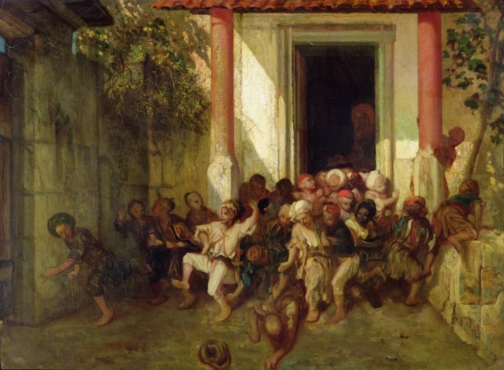 Detail of Leaving the Turkish School by Alexandre Gabriel Decamps