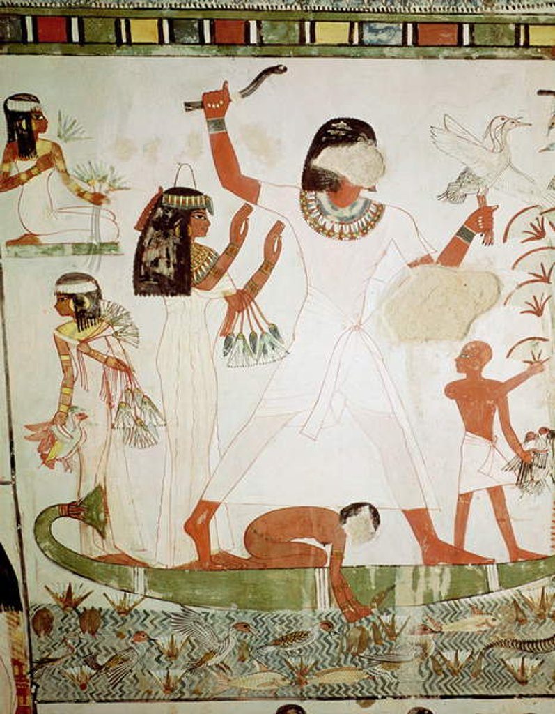 Detail of Fishing and fowling in the marshes by Egyptian 18th Dynasty