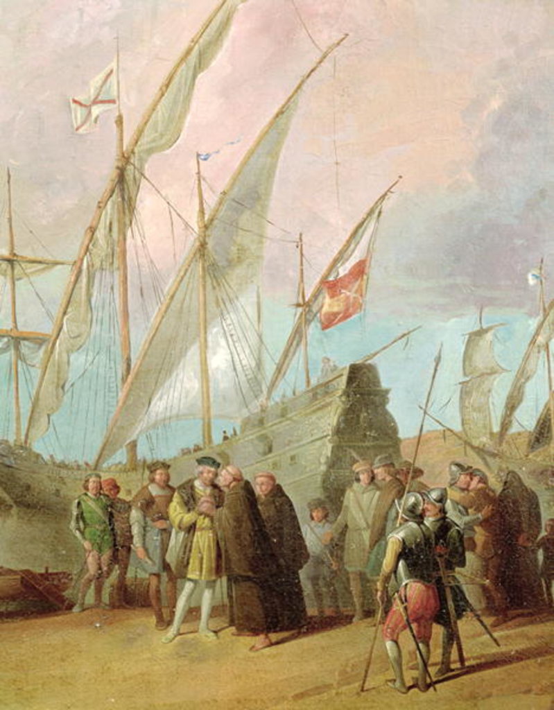 Detail of Departure of Christopher Columbus from Palos by Spanish School