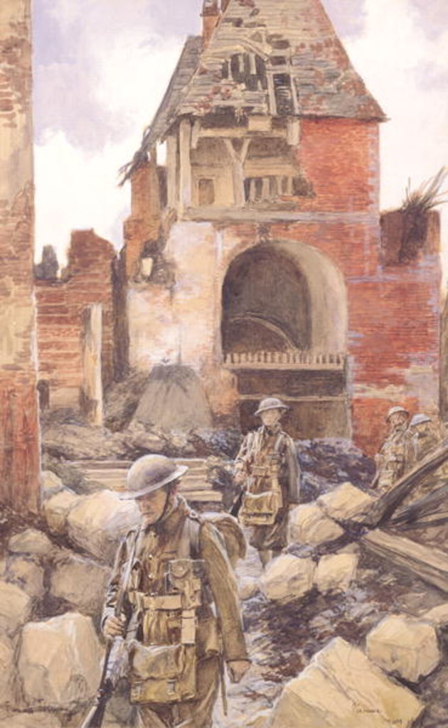 Detail of British Soldiers in the Ruins of Peronne, 1917 by Francois Flameng