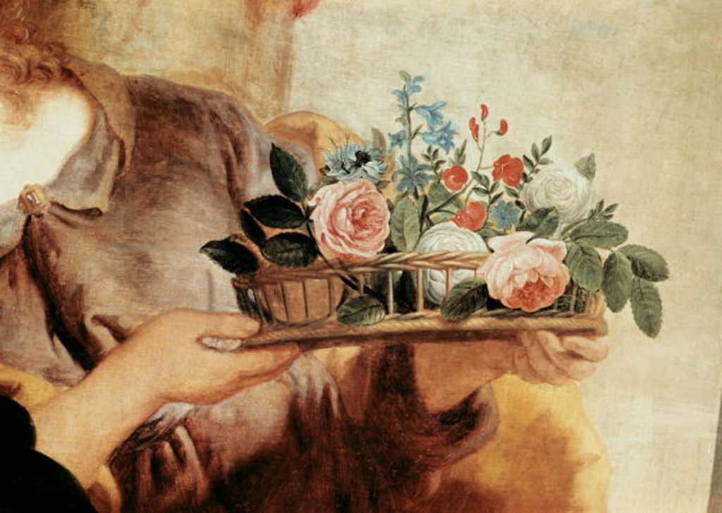 Detail of Our Lady of the Rosary, detail of the basket of flowers by Gaspar de Crayer