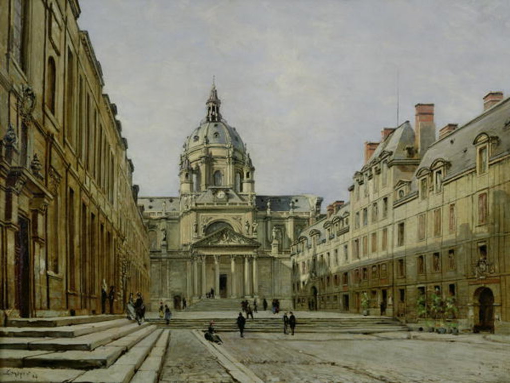 Detail of The Courtyard of the Old Sorbonne, 1886 by Emmanuel Lansyer
