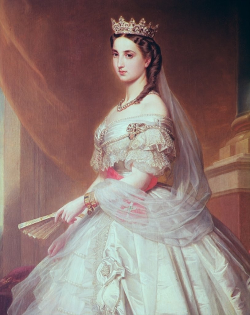 Detail of Portrait of Charlotte of Saxe-Cobourg-Gotha Princess of Belgium and Empress of Mexico by Albert Graefle