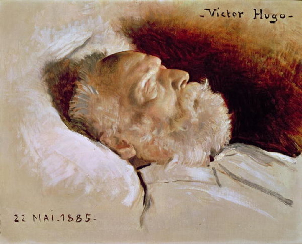 Detail of Portrait of Victor Hugo on his deathbed, 22nd May 1885 by Leon Daniel Saubes