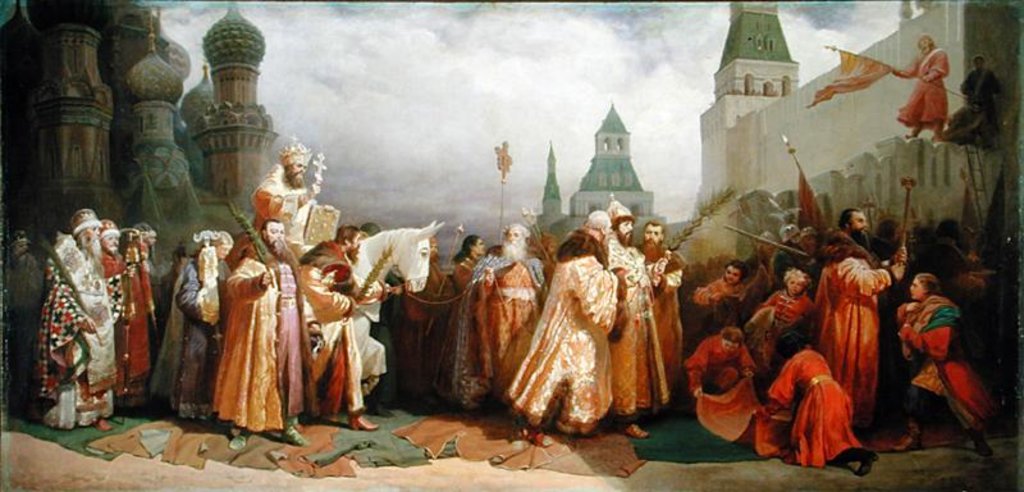 Detail of Palm Sunday Procession under the Reign of Tsar Alexis Romanov 1868 by Viatcheslav Grigorievitch Schwarz
