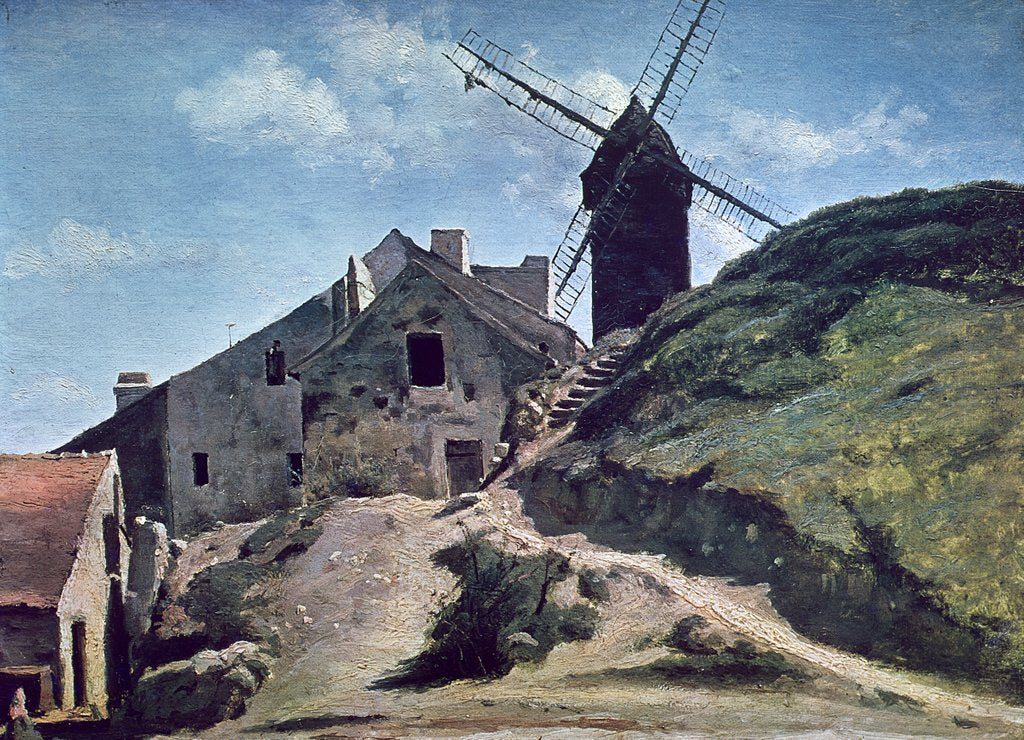 Detail of A Windmill at Montmartre, 1840-45 by Jean Baptiste Camille Corot