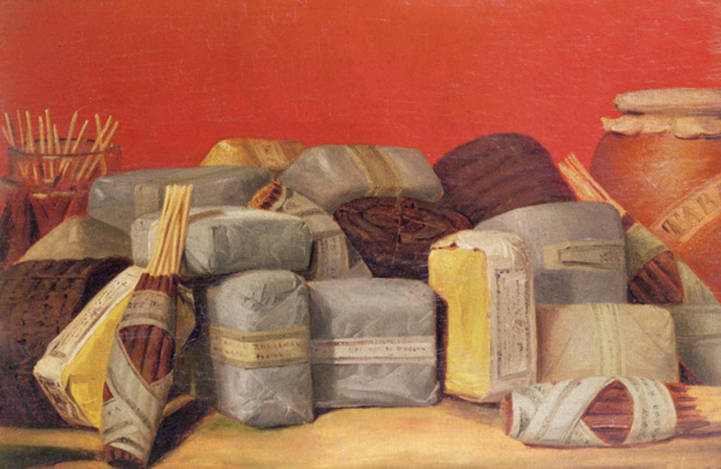 Detail of Still Life with Packets of Tobacco by French School