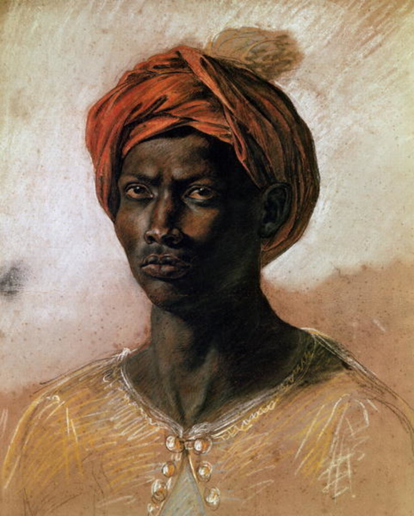 Detail of Portrait of a Turk in a Turban, c.1826 by Ferdinand Victor Eugene Delacroix