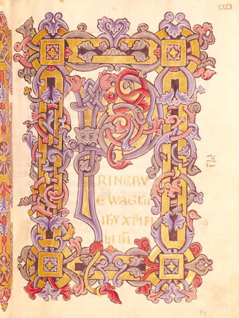 Detail of Ms 479 fol.32 Initial 'P' from 'Les Evangiles de l'Abbaye de Cysoing' by French School