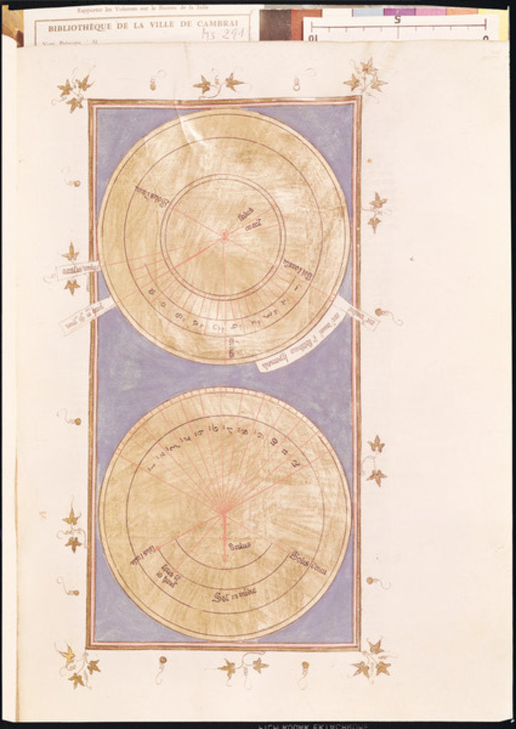 Detail of Ms 291 Tome 2 fol.297r Sundial of the miracle of Hezekiah by French School