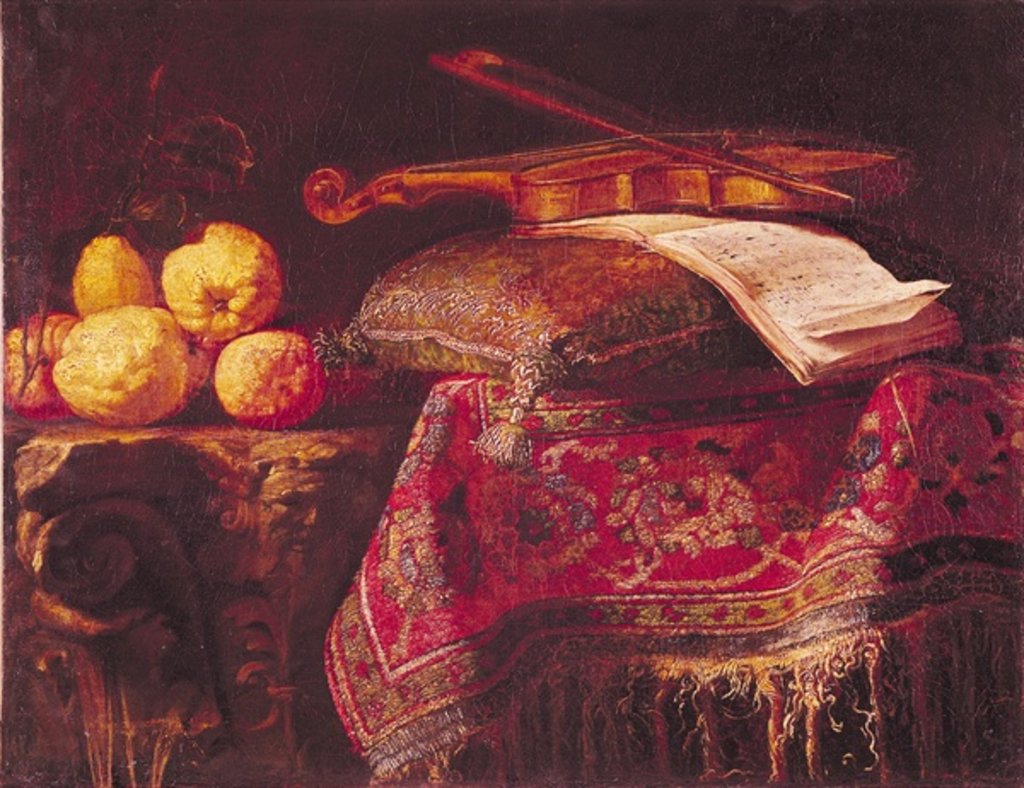 Detail of Still Life of Fruit and Musical Instruments by Antonio Pereda y Salgado