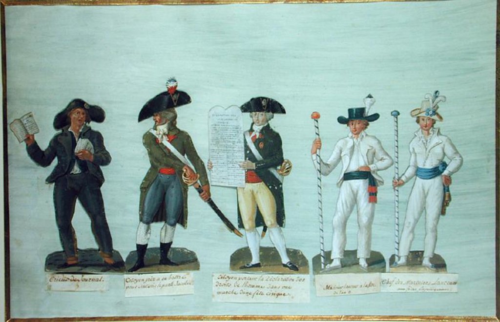 Detail of A Newspaper Seller, a Citizen Ready to Fight, a Citizen Carrying the Declaration of the Rights of Man and Two Bargemen by Lesueur Brothers