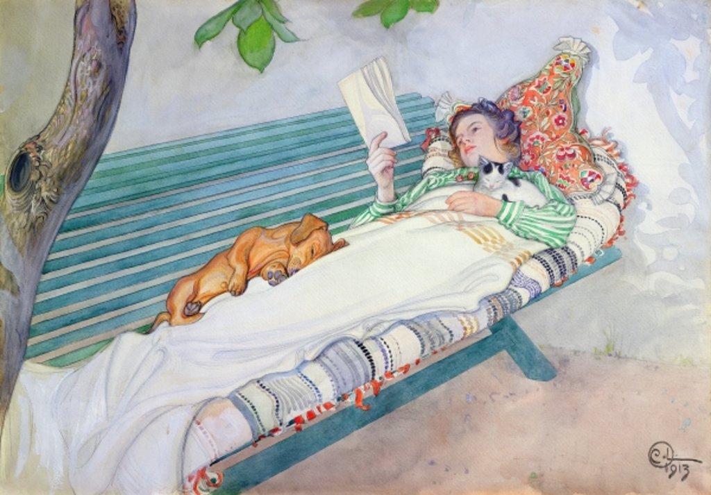 Detail of Woman Lying on a Bench, 1913 by Carl Larsson