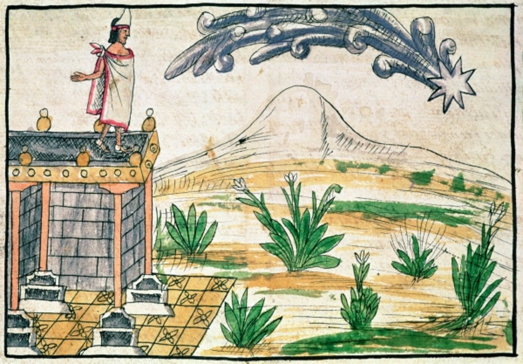 Detail of Montezuma II watching a comet, 1579 by Diego Duran