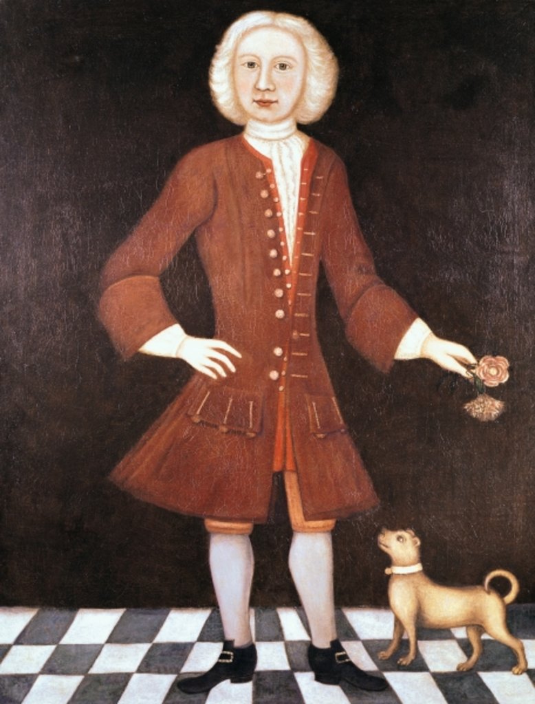 Detail of Portrait of Jonathan Bentham, c.1725 by American School