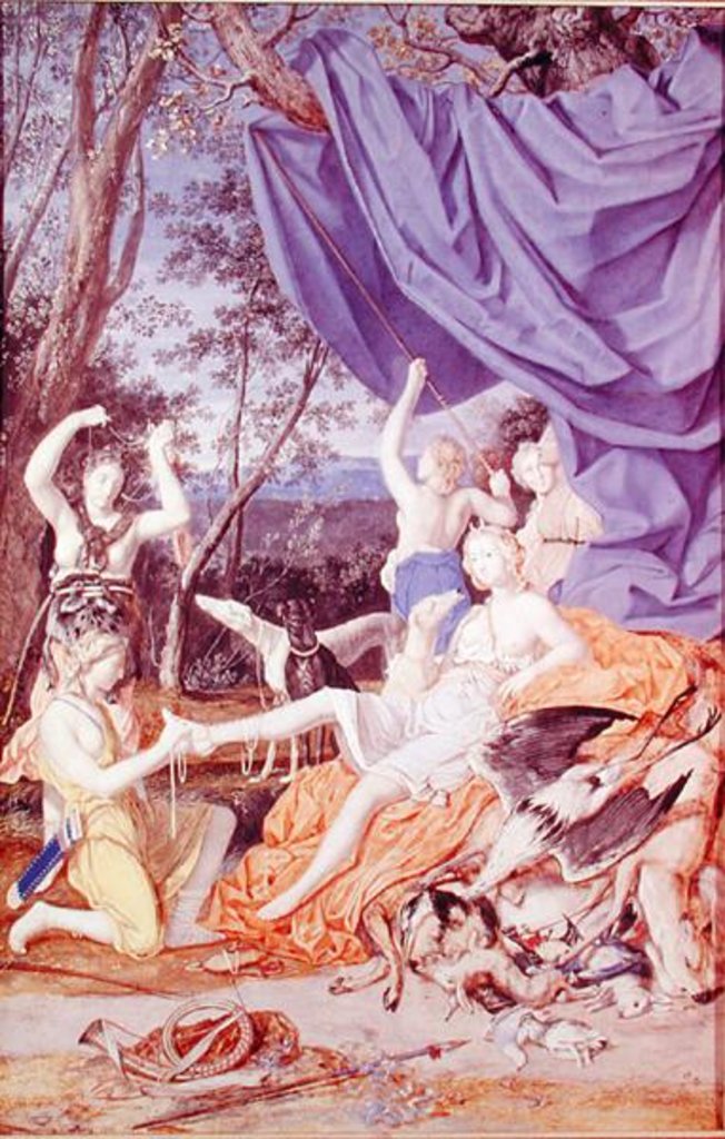 Detail of Francoise Louis de la Baume le Blanc Mademoiselle de la Valliere, as Diana by Joseph Werner