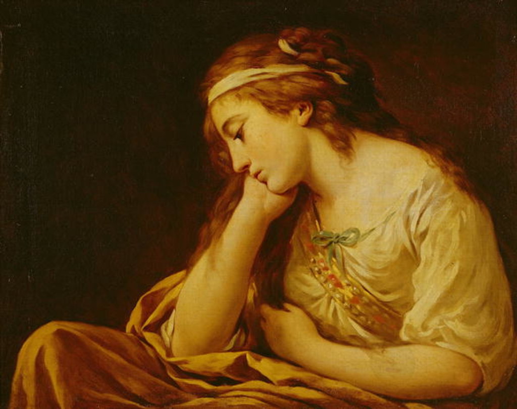 Detail of Melancholy by Louis Jean Francois I Lagrenee