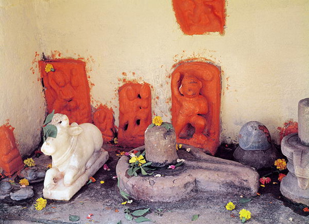 Detail of A shrine of a chapel on the Ganges by School Indian
