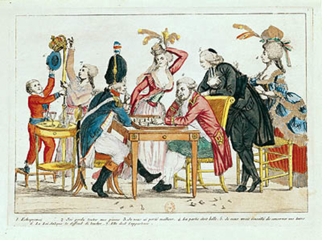 Detail of Caricature of Louis XVI playing chess with a soldier of the National Guard by French School
