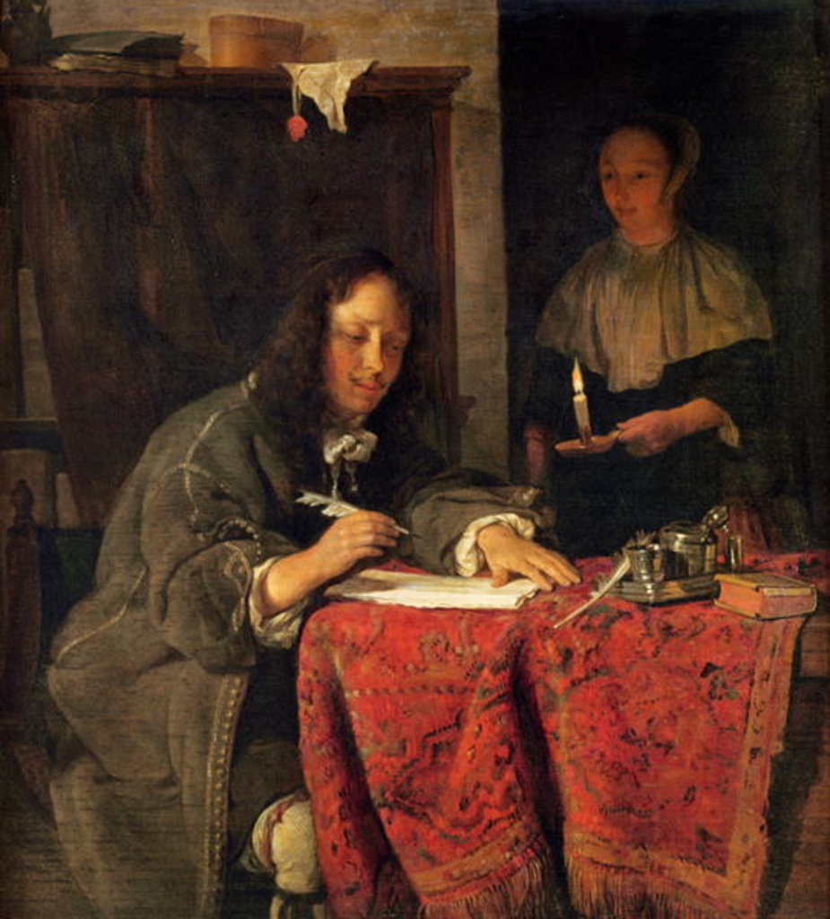 Detail of The Writer by Gabriel Metsu