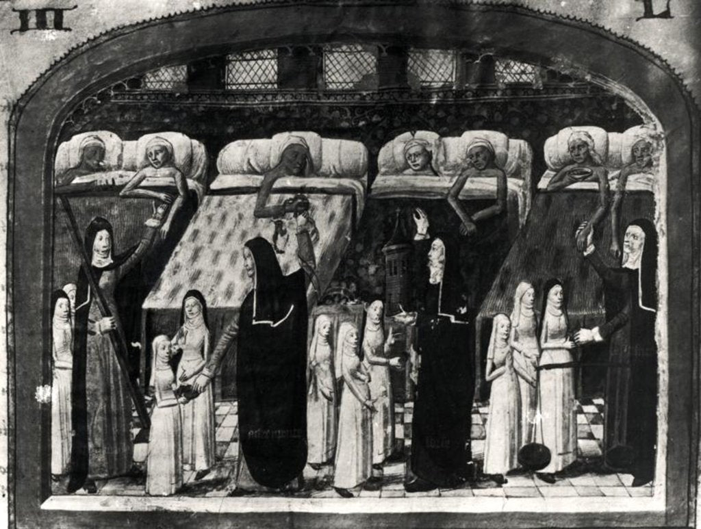 Detail of Nuns tending the sick at the Hotel Dieu, Paris by French School