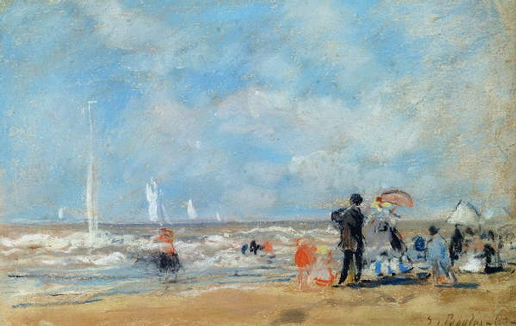 Detail of On the Beach, 1863 by Eugene Louis Boudin