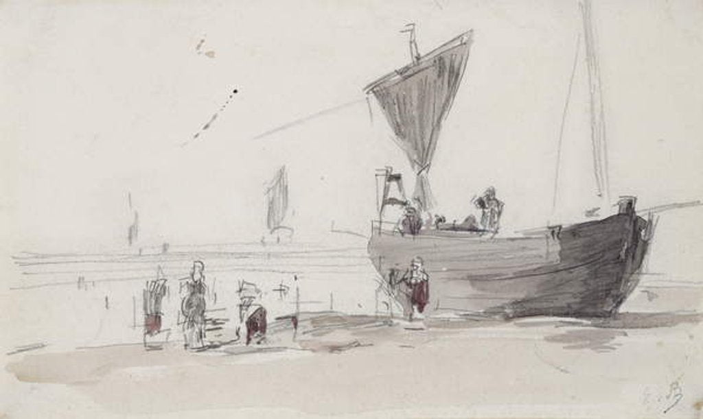 Detail of Fishing Boat on the Beach by Eugene Louis Boudin