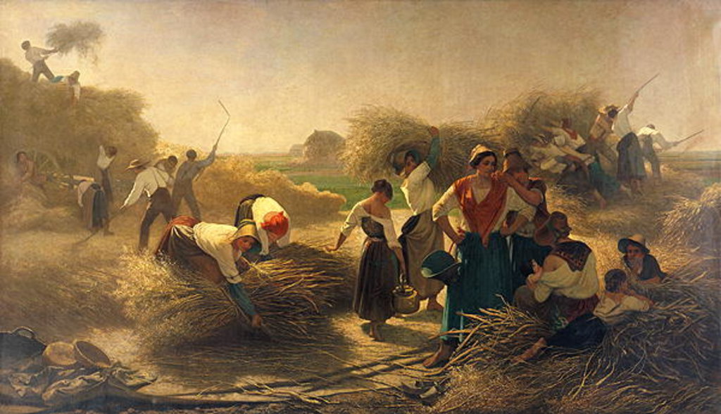 Detail of Threshing Rapeseed in the Fields of Lille by Auguste Joseph Herlin
