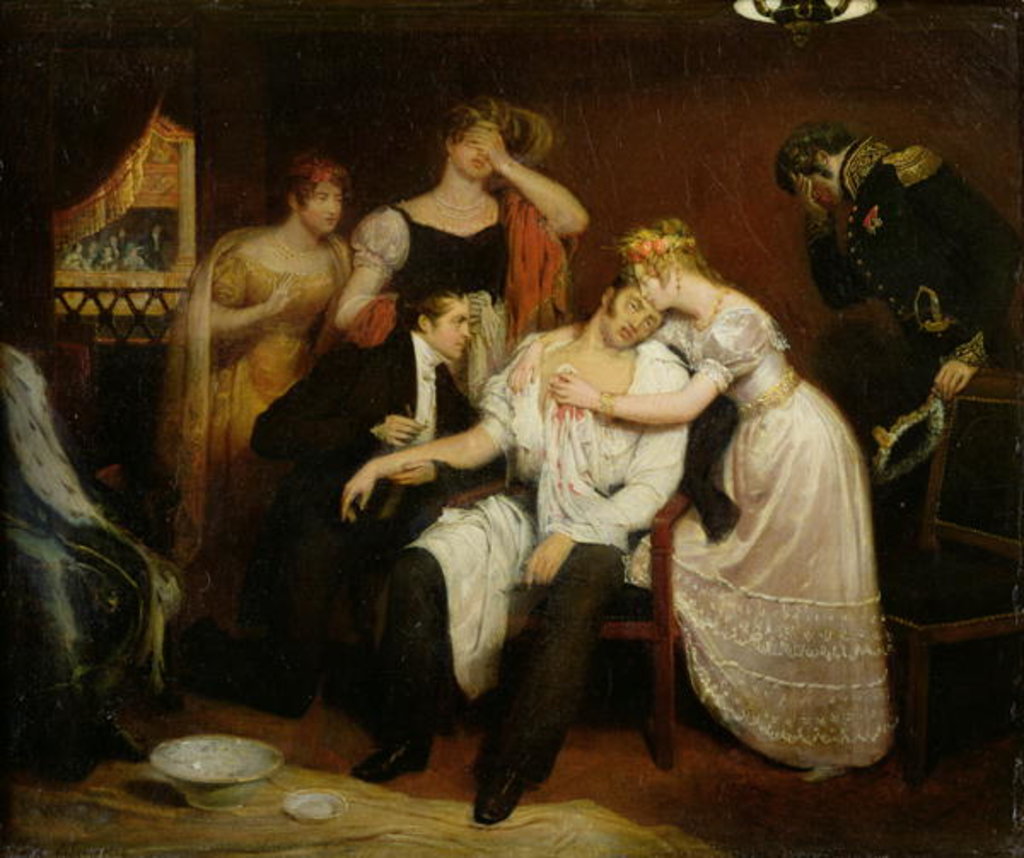 Detail of Charles-Ferdinand de France in his box at the opera on Rue de Richelieu after being stabbed by Louis Louvel, 13th February 1820 by Edouard Cibot