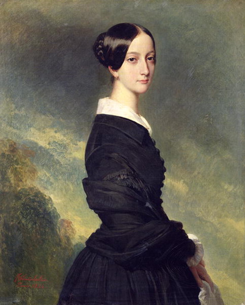 Detail of Portrait of Francisca Caroline de Braganca 1844 by Franz Xaver Winterhalter