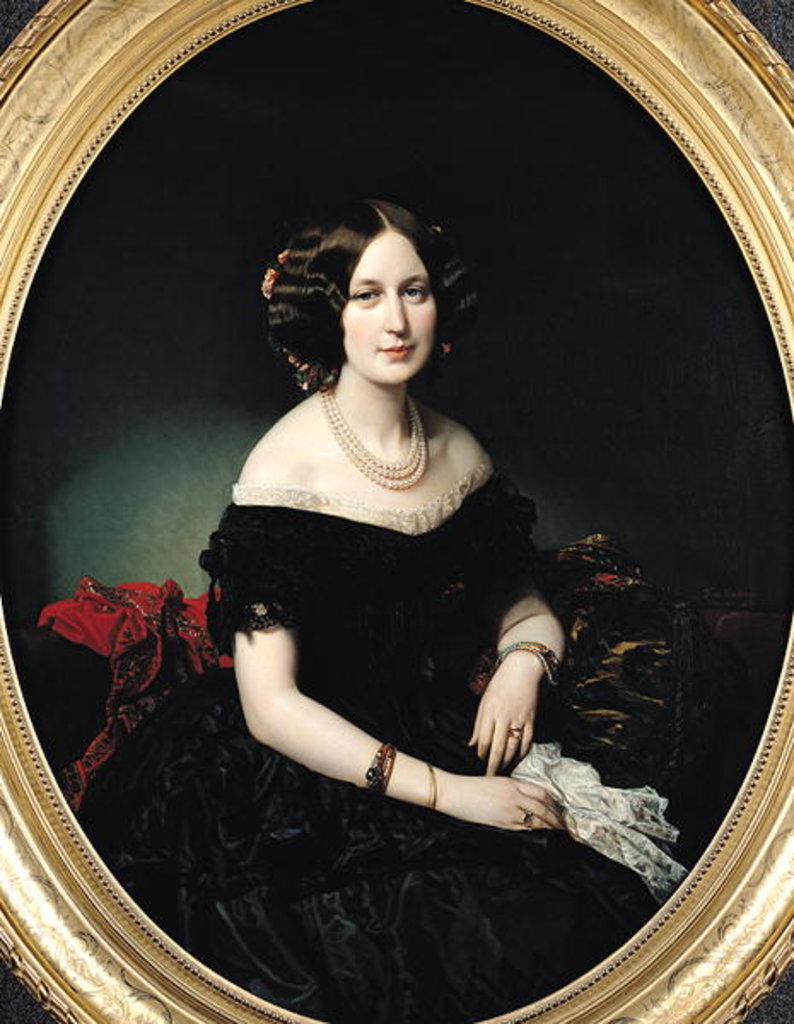 Detail of Portrait of the Baroness of Weisweiller, 1853 by Federico de Madrazo y Kuntz