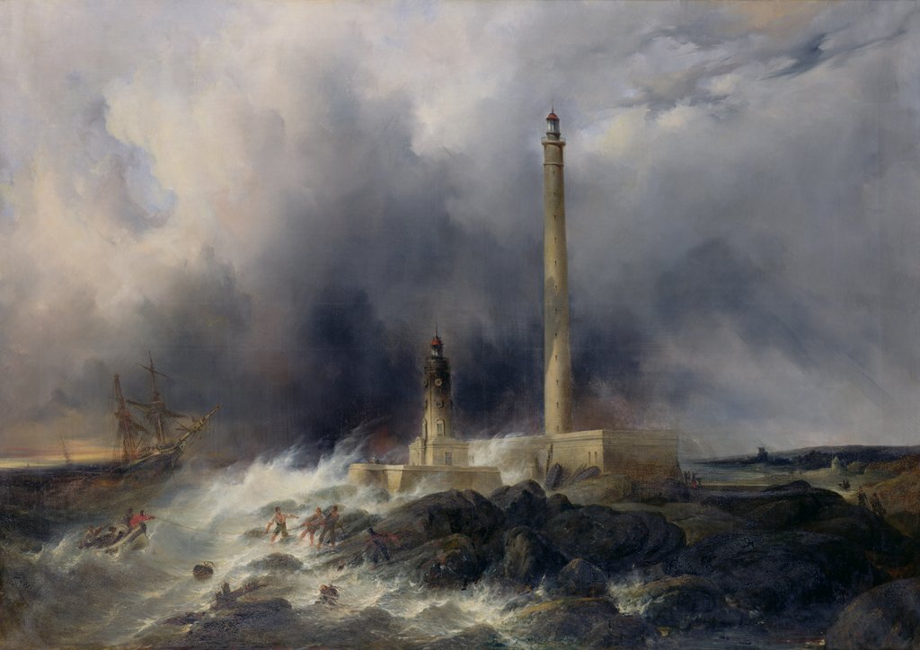 Detail of View of the Lighthouse at Gatteville by Jean Louis Petit
