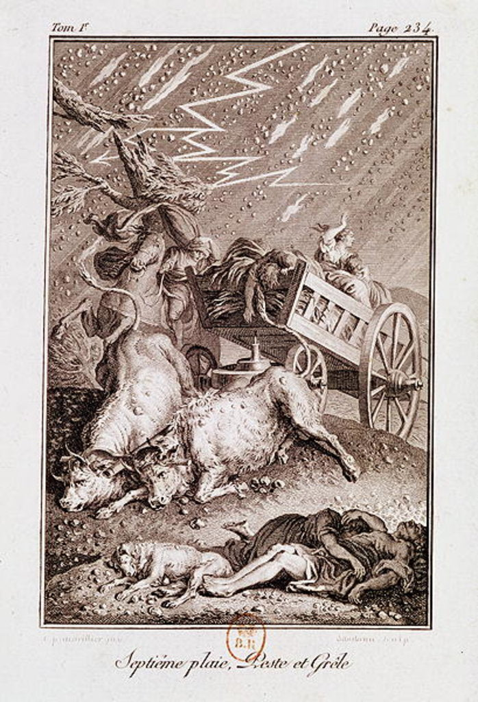 Detail of The Plagues of Egypt: The Plagues of Diseased Cattle, Boils and Hail by French School