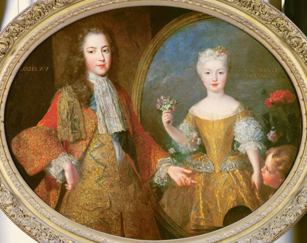 Detail of Louis XV and the Infanta of Spain, Maria Ana Victoria c.1724 by Alexis Simon Belle