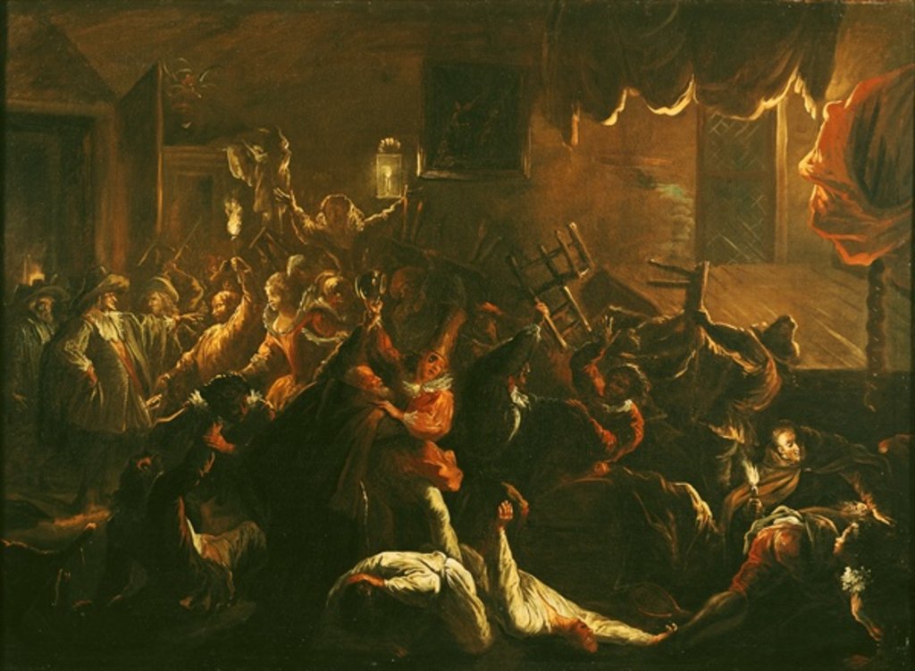 Detail of La Tripotiere's Distress at her Broken Furniture by Jean de Coulom