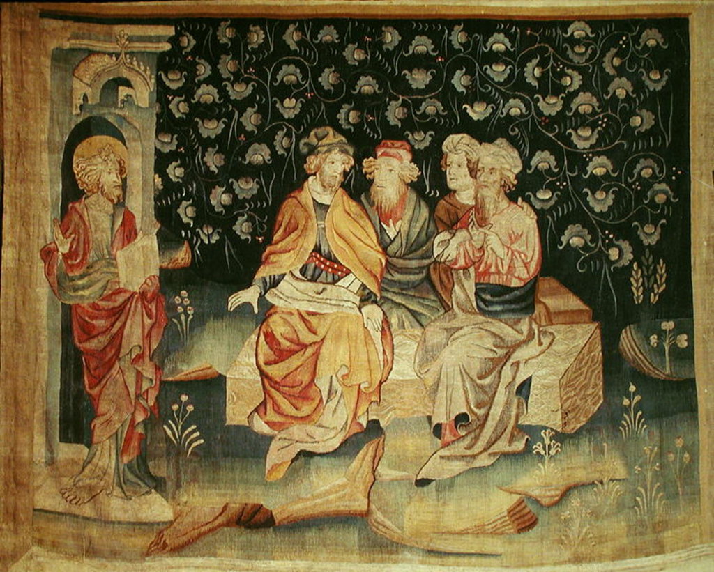 Detail of Discussion of the Resurrection, no.76 from 'The Apocalypse of Angers', 1373-87 by Nicolas Bataille