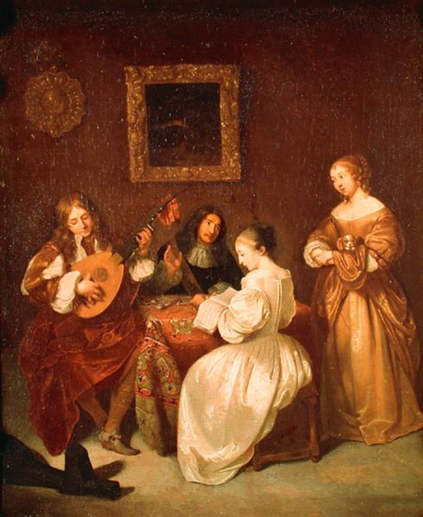 Detail of Interior Scene by Caspar Netscher