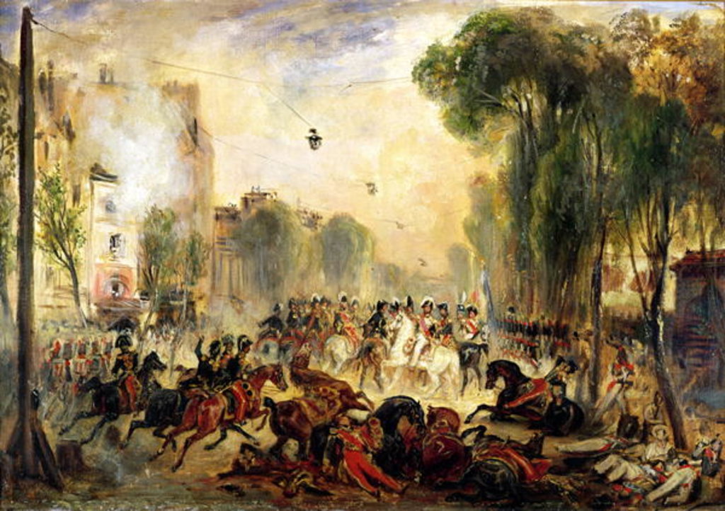 Detail of Assassination Attempt on King Louis-Philippe by Giuseppe Fieschi Boulevard du Temple, 28th July 1835 by Francois Gabriel Guillaume Lepaulle