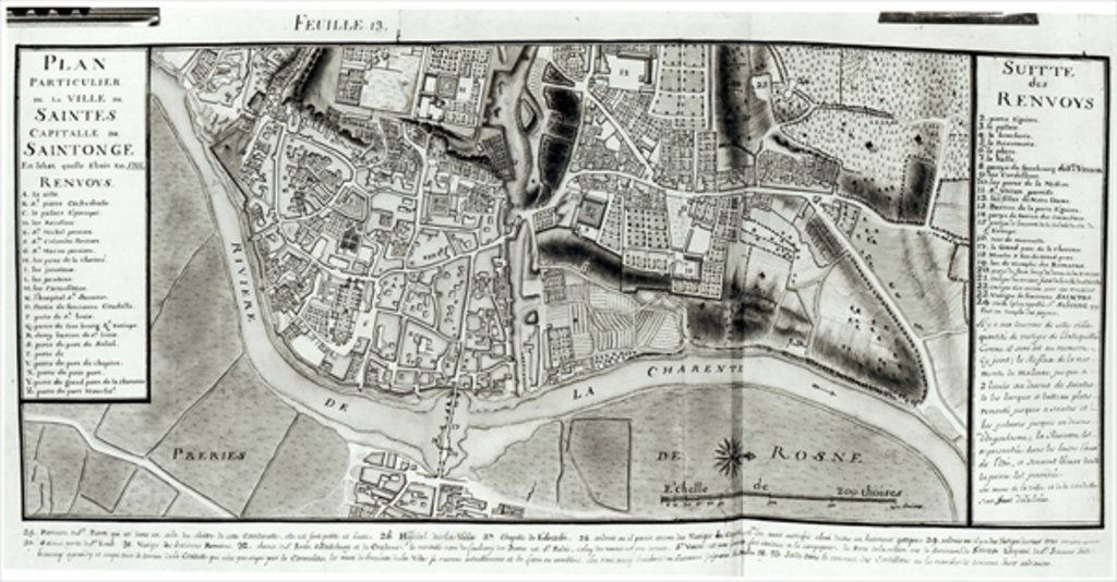 Detail of Map of Saintes, capital of Saintonge by Claude Masse