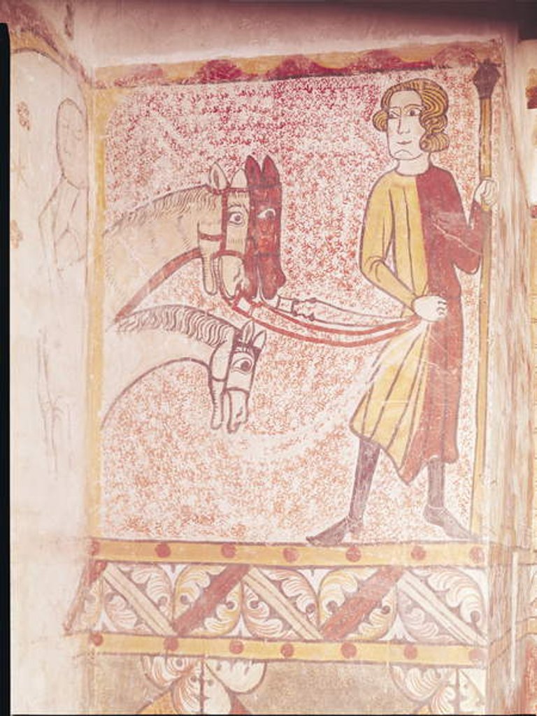 Detail of Horseman holding the reins of three horses by French School